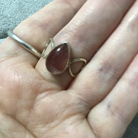 NWOT Sterling Silver Lepidocrosite Teardrop Heart Band Ring Size 9 Crystal Gem - Picture 11 of 15